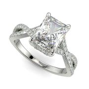 Rosalee Radiant Cut Pave Split Shank Twist Claw Set Engagement Ring Setting - Nivetta